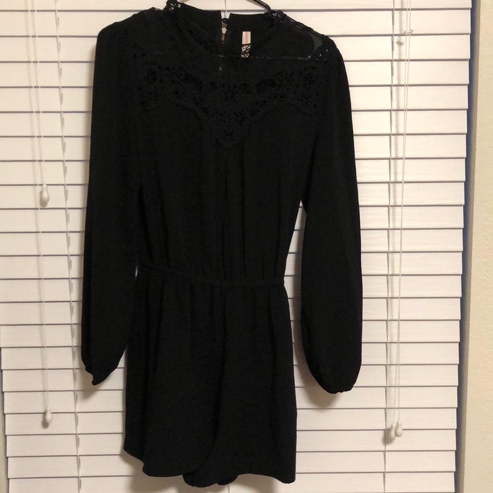 Long-Sleeve Black Romper